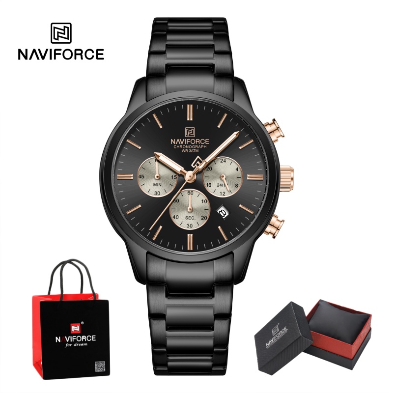 Luxury Watch Design - Zegarek męski NAVIFORCE Quartz Chronograph, wodoodporny,