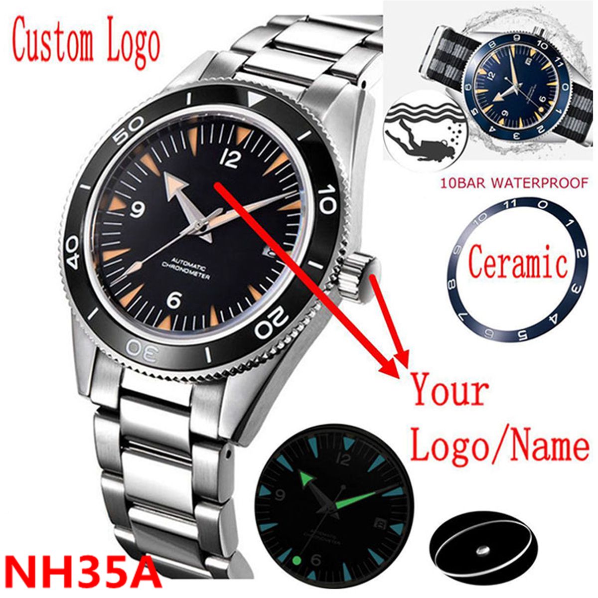 Własne logo NH35 zegarek z mec – Luxury Watch Market recenzja i cena